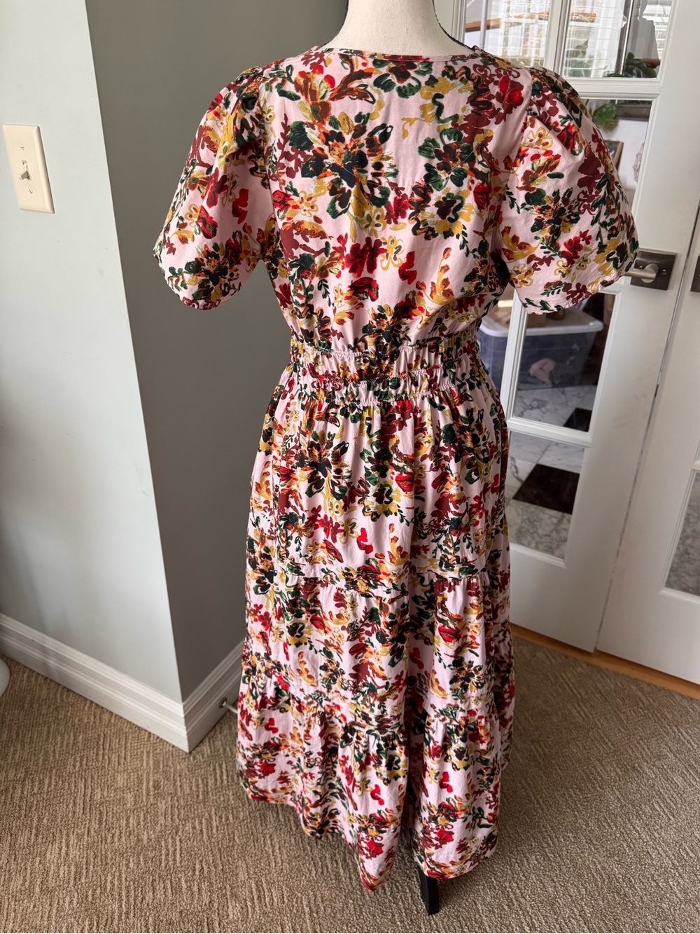 Anthropologie Maeve Somerset Tiered Maxi Dress pink floral Sm Cottage Romantic - Picture 11 of 16
